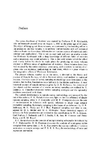 Handbook of Statistics 6: Sampling