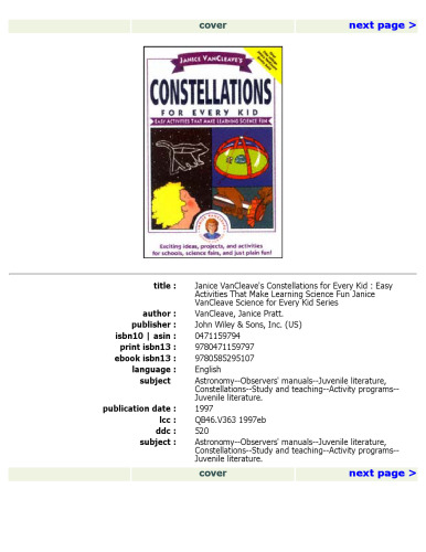 Janice VanCleave's Constellations for Every Kid: Easy Activities that Make Learning Science Fun (Science for Every Kid Series)