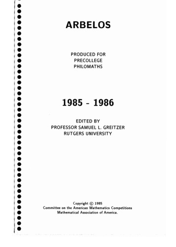 Arbelos Volume 4 (1985-1986)