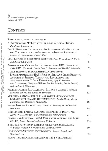 Annual Review of Immunology Volume 20 2002  