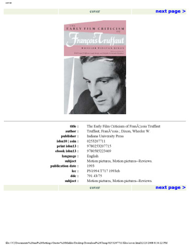 The Early Film Criticism of François Truffaut  