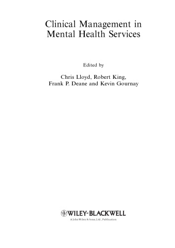 Clinical Management in Mental Health Services  