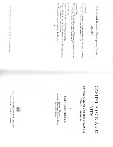 Capital as organic unity: the role of Hegel's science of logic in Marx's Grundrisse