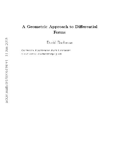A Geometric Approach to Differential forms