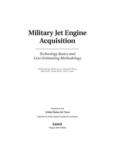 Military Jet Engine Acquistion: Technology Basics and Cost-Estimating  