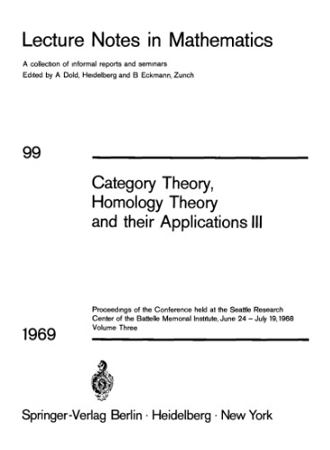 Category Theory, Homology Theory, and Their Applications III