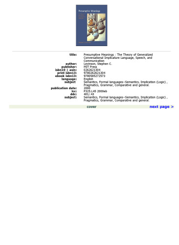 Presumptive Meanings: The Theory of Generalized Conversational Implicature