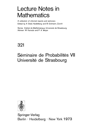 Seminaire de Probabilites VII Universite de Strasbourg
