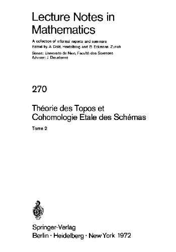 Theorie des Topos et Cohomologie Etale des Schemas