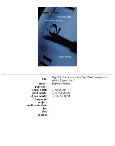 The big chill: Canada and the Cold War  