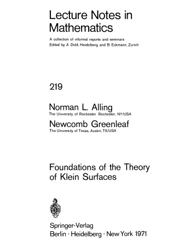 Foundations of the Theory of Klein Surfaces
