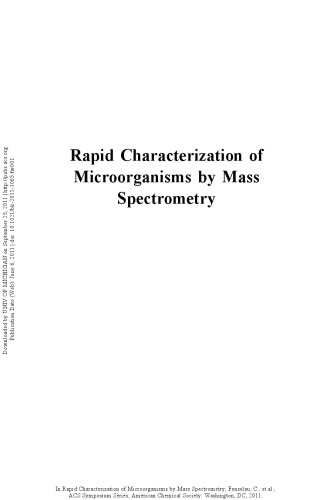 Rapid Characterization of Microorganisms by Mass Spectrometry  