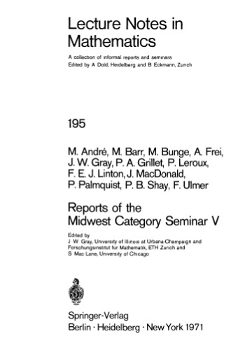 Reports of the Midwest Category Seminar V