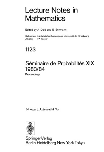 Seminaire de Probabilites XIX 1983 84