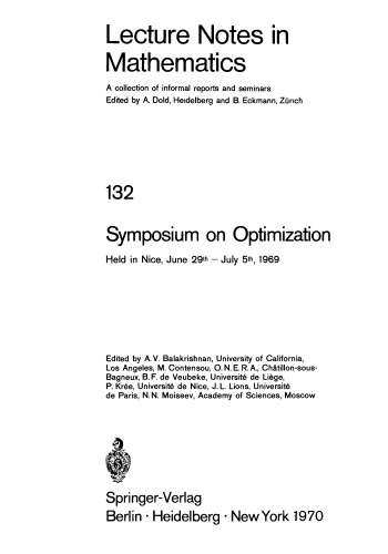 Symposium on Optimization