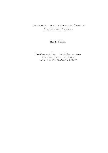 Lecture notes on vector and tensor algebra and analysis