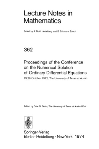 Proceedings of the Conference on the Numerical Solution of Ordinary Differential Equations
