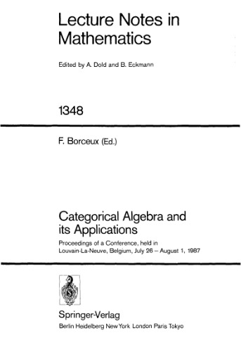 Categorical Algebra and its Applications. Proc. conf. Louvain-La-Neuve, 1987