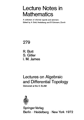 Lectures on algebraic and differential topology, delivered at the II. ELAM