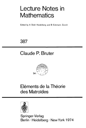 Elements de la Theorie des Matroides