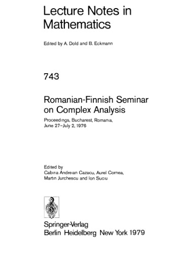Romanian-Finnish Seminar on Complex Analysis