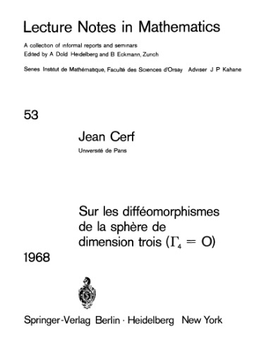 Sur les diffeomorphismes de la sphere de dimension trois (G4 = O)