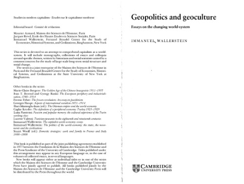 Geopolitics and Geoculture: Essays on the Changing World-System