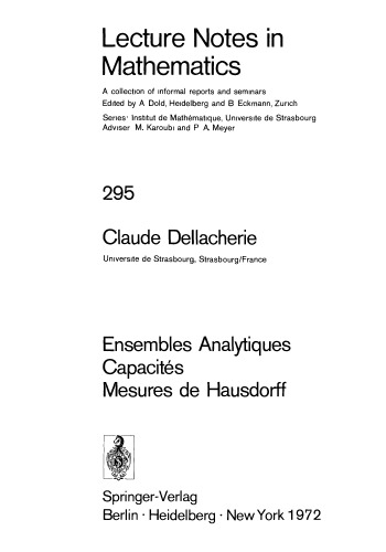 Ensembles Analytiques Capacites Mesures de Hausdorff