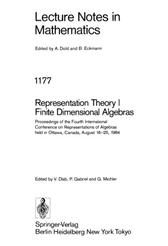 Representation Theory I. Finite Dimensional Algebras