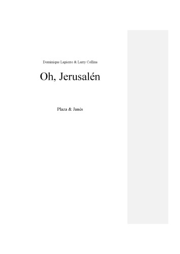 Oh, Jerusalen (Booket Numbered)