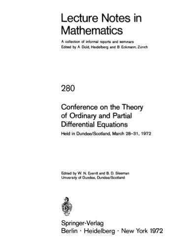 Conference on the Theory of Ordinary and Partial Differential Equations