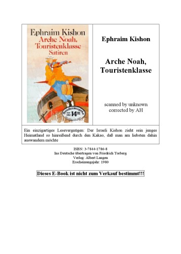 Arche Noah, Touristenklasse. Satiren