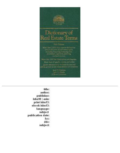 Dictionary of Real Estate Terms