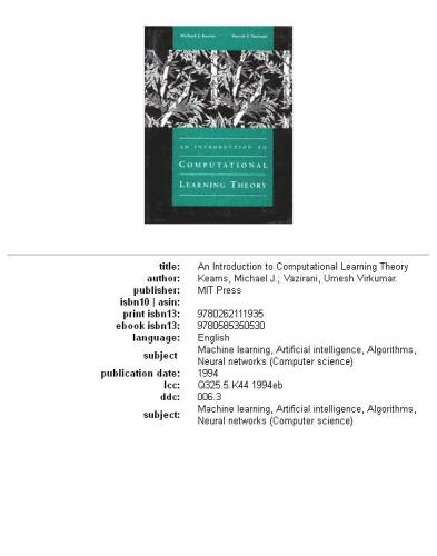 An introduction to computational learning theory  