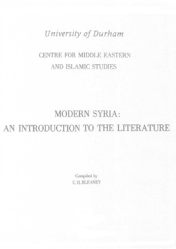 Modern Syria: An Introduction to the Literature  