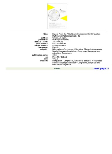 Papers from the Fifth Nordic Conference on Bilingualism (Multilingual Matters)