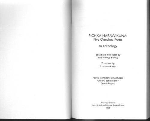 Pichka Harawikuna: Five Quechua Poets (Poetry in Indigenous Languages Series)