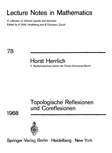 Topologische Reflexionen und Coreflexionen