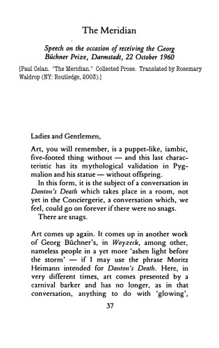 The Meridian Speech by Paul Celan