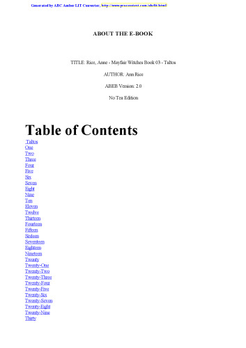 Taltos (Lives of the Mayfair Witches)