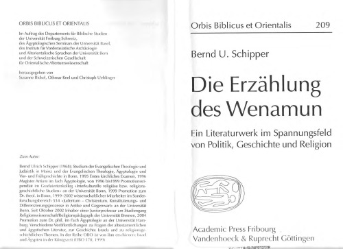 Die Erzählung des Wenamun: ein Literaturwerk im Spannungsfeld von Politik, Geschichte und Religion
