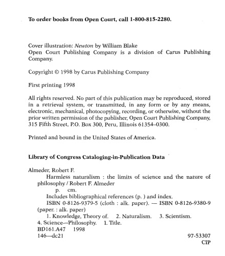 Harmless Naturalism: The Limits of Science and the Nature of Philosophy