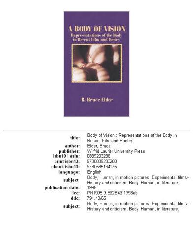 A body of vision: representations of the body in recent film and poetry