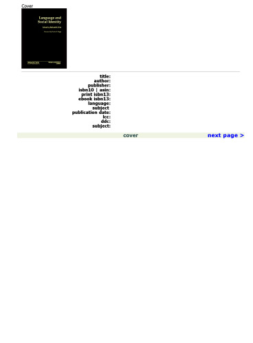 Language and Social Identity  