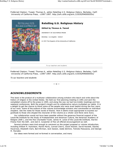 Retelling U.S. Religious History