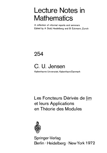 Les Foncteurs Derives de lim et leurs Applications en Theorie des Modules