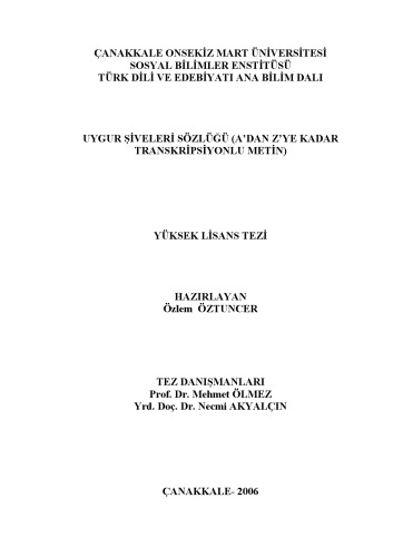 Uygur Şiveleri Sözlüğü  