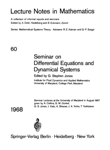 Seminar on Differential Equations and Dynamical Systems
