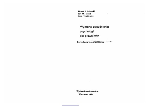 Wybrane zagadnienia psychologii dla prawników