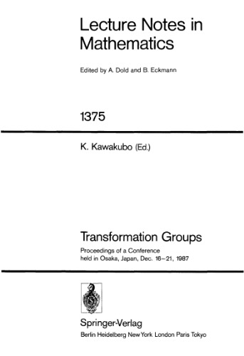 Transformation Groups: Proceedings of a Conference held in Osaka, Japan, Dec. 16–21, 1987